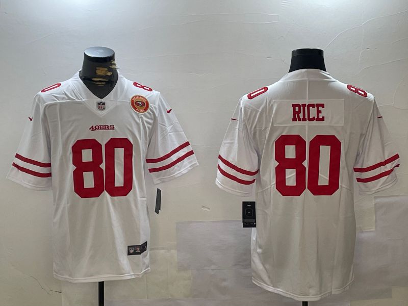 Men San Francisco 49ers #80 Rice White Second generations 2024 Nike Limited NFL Jersey style 5